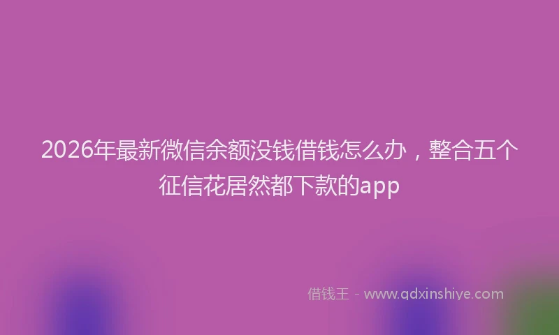 2026年最新微信余额没钱借钱怎么办，整合五个征信花居然都下款的app