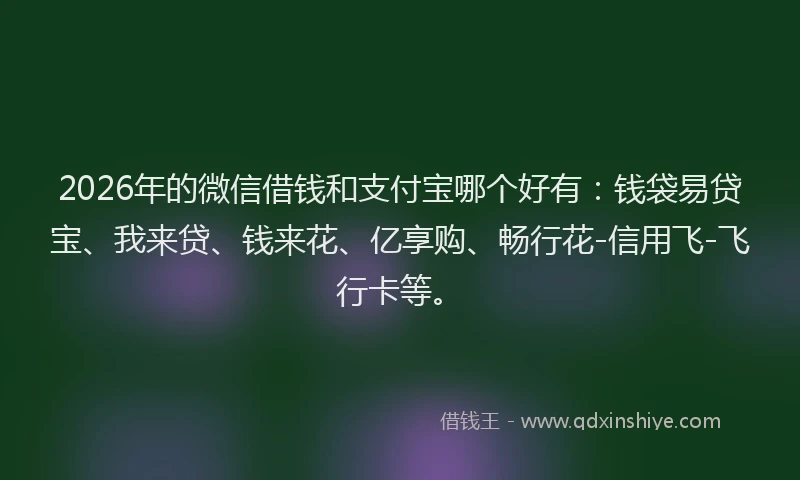 2026年的微信借钱和支付宝哪个好有：钱袋易贷宝、我来贷、钱来花、亿享购、畅行花-信用飞-飞行卡等。