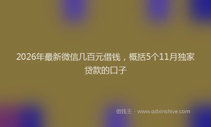 2026年最新微信几百元借钱，概括5个11月独家贷款的口子