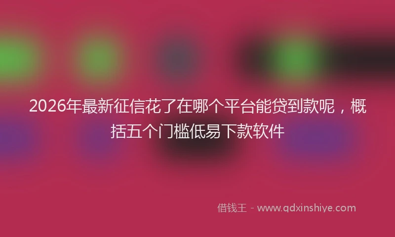 2026年最新征信花了在哪个平台能贷到款呢，概括五个门槛低易下款软件