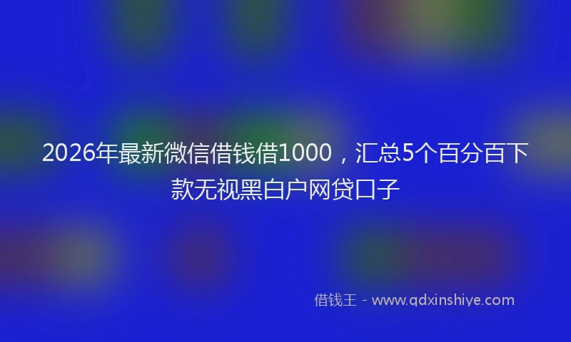 2026年最新微信借钱借1000，汇总5个百分百下款无视黑白户网贷口子