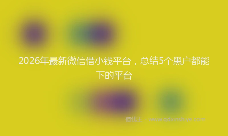 2026年最新微信借小钱平台，总结5个黑户都能下的平台