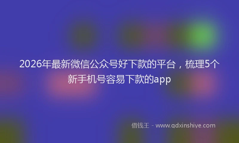 2026年最新微信公众号好下款的平台，梳理5个新手机号容易下款的app