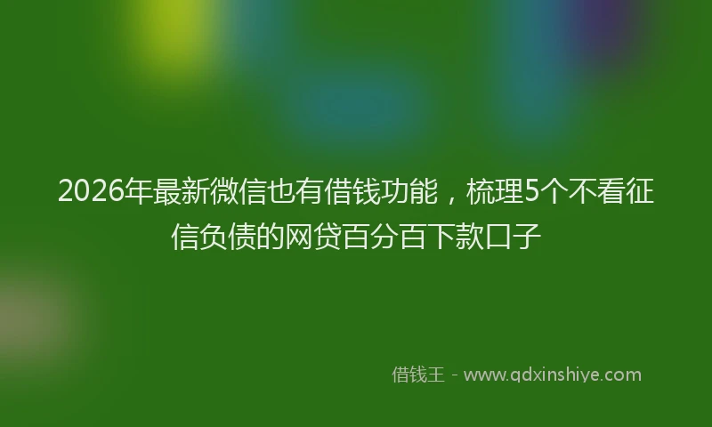 2026年最新微信也有借钱功能，梳理5个不看征信负债的网贷百分百下款口子