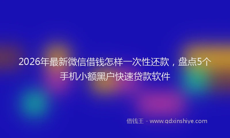 2026年最新微信借钱怎样一次性还款，盘点5个手机小额黑户快速贷款软件