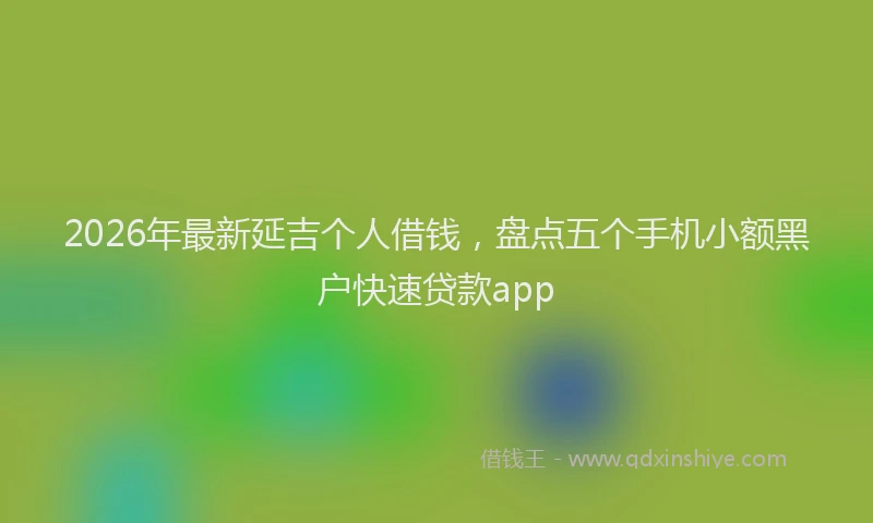 2026年最新延吉个人借钱，盘点五个手机小额黑户快速贷款app