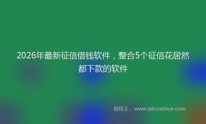 2026年最新征信借钱软件，整合5个征信花居然都下款的软件