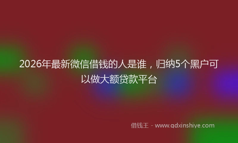 2026年最新微信借钱的人是谁，归纳5个黑户可以做大额贷款平台