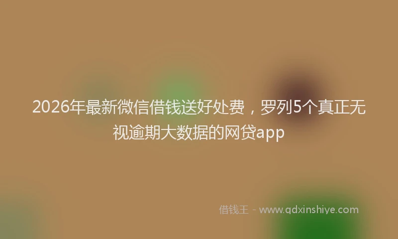 2026年最新微信借钱送好处费，罗列5个真正无视逾期大数据的网贷app