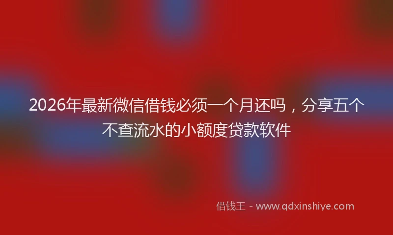 2026年最新微信借钱必须一个月还吗，分享五个不查流水的小额度贷款软件