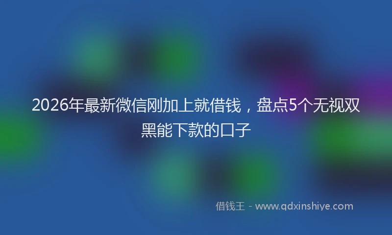 2026年最新微信刚加上就借钱，盘点5个无视双黑能下款的口子