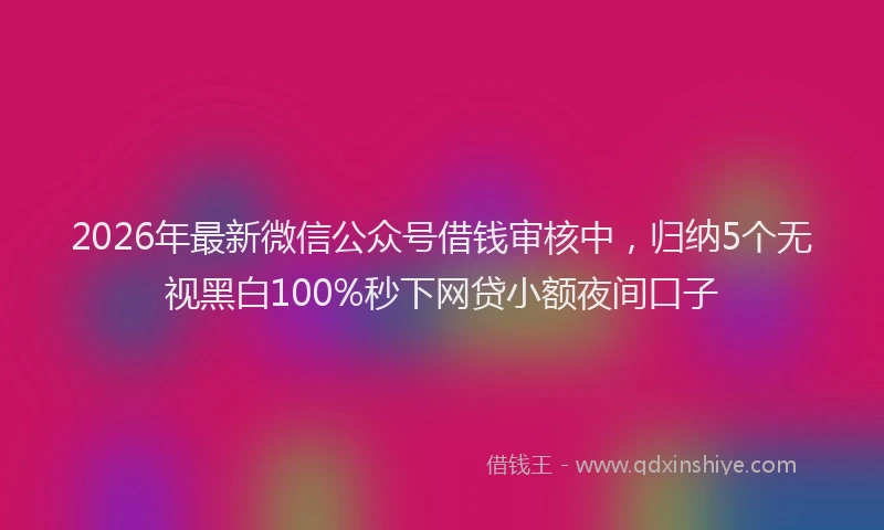2026年最新微信公众号借钱审核中，归纳5个无视黑白100%秒下网贷小额夜间口子