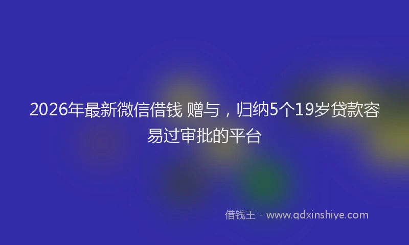 2026年最新微信借钱 赠与，归纳5个19岁贷款容易过审批的平台