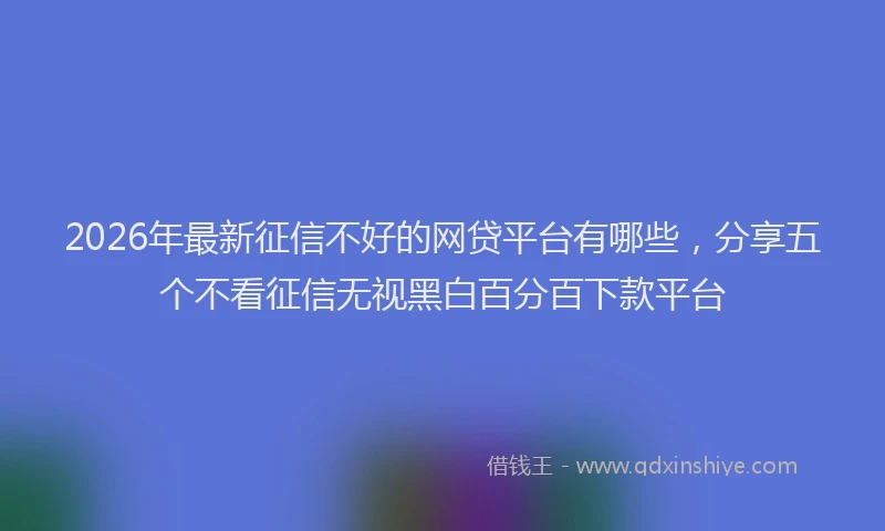 2026年最新征信不好的网贷平台有哪些，分享五个不看征信无视黑白百分百下款平台