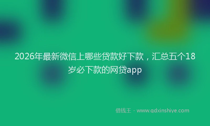 2026年最新微信上哪些贷款好下款，汇总五个18岁必下款的网贷app