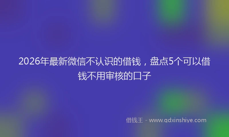 2026年最新微信不认识的借钱，盘点5个可以借钱不用审核的口子