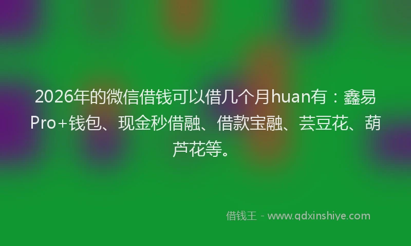 2026年的微信借钱可以借几个月huan有：鑫易Pro+钱包、现金秒借融、借款宝融、芸豆花、葫芦花等。