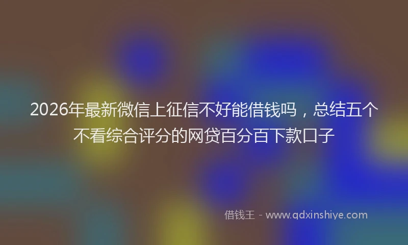 2026年最新微信上征信不好能借钱吗，总结五个不看综合评分的网贷百分百下款口子