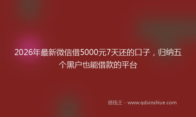 2026年最新微信借5000元7天还的口子，归纳五个黑户也能借款的平台