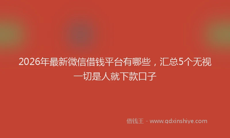 2026年最新微信借钱平台有哪些，汇总5个无视一切是人就下款口子