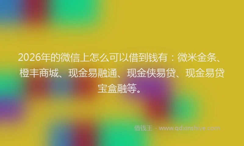 2026年的微信上怎么可以借到钱有：微米金条、橙丰商城、现金易融通、现金侠易贷、现金易贷宝盒融等。