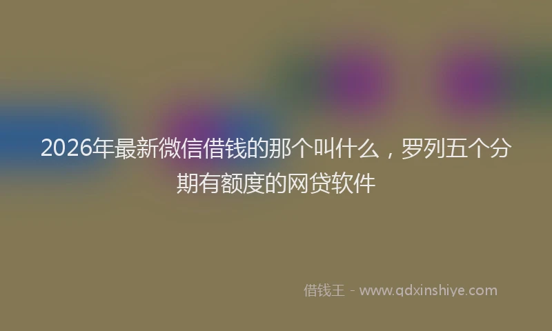 2026年最新微信借钱的那个叫什么，罗列五个分期有额度的网贷软件