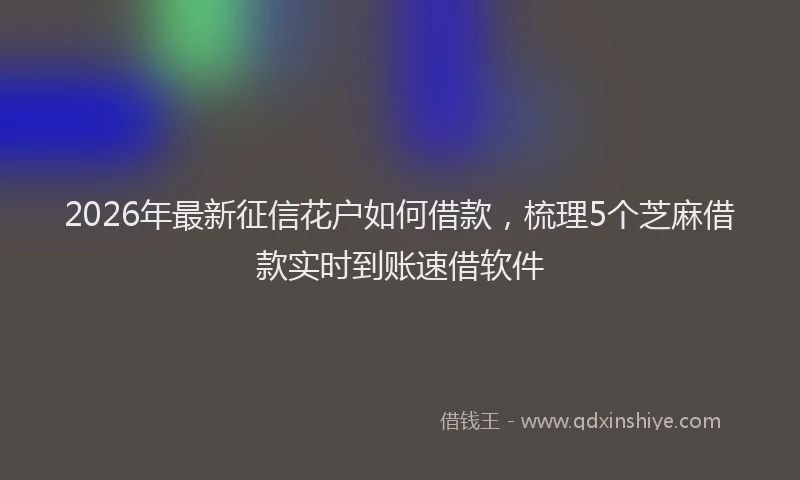 2026年最新征信花户如何借款，梳理5个芝麻借款实时到账速借软件