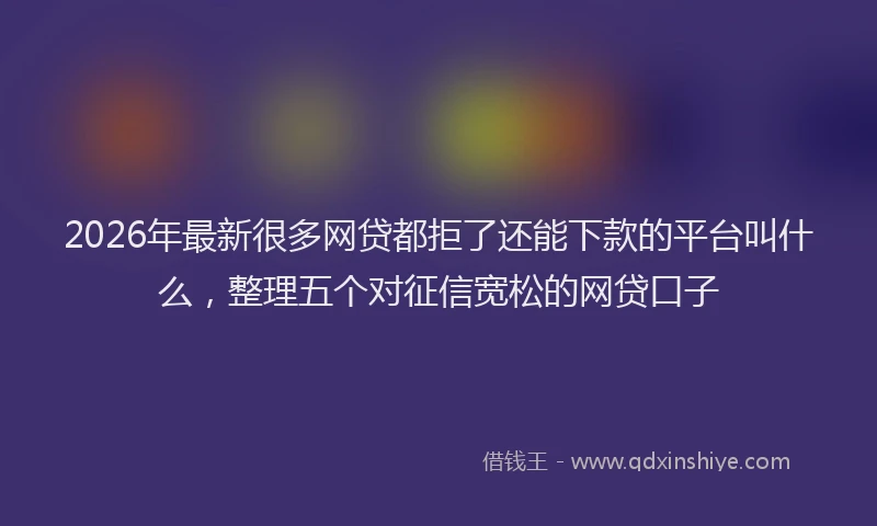 2026年最新很多网贷都拒了还能下款的平台叫什么，整理五个对征信宽松的网贷口子