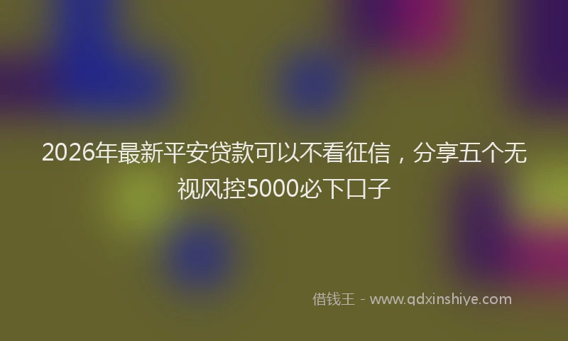 2026年最新平安贷款可以不看征信，分享五个无视风控5000必下口子