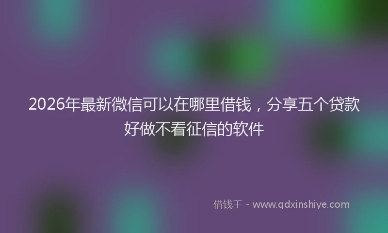 2026年最新微信可以在哪里借钱，分享五个贷款好做不看征信的软件