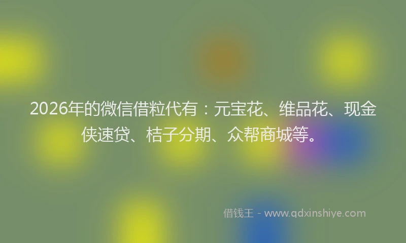 2026年的微信借粒代有：元宝花、维品花、现金侠速贷、桔子分期、众帮商城等。