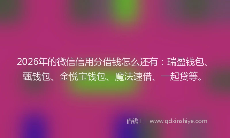 2026年的微信信用分借钱怎么还有：瑞盈钱包、甄钱包、金悦宝钱包、魔法速借、一起贷等。