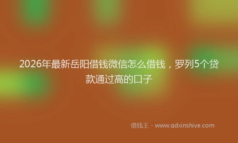 2026年最新岳阳借钱微信怎么借钱，罗列5个贷款通过高的口子