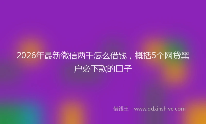 2026年最新微信两千怎么借钱，概括5个网贷黑户必下款的口子