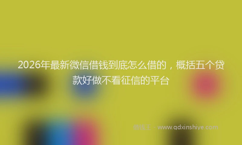 2026年最新微信借钱到底怎么借的，概括五个贷款好做不看征信的平台