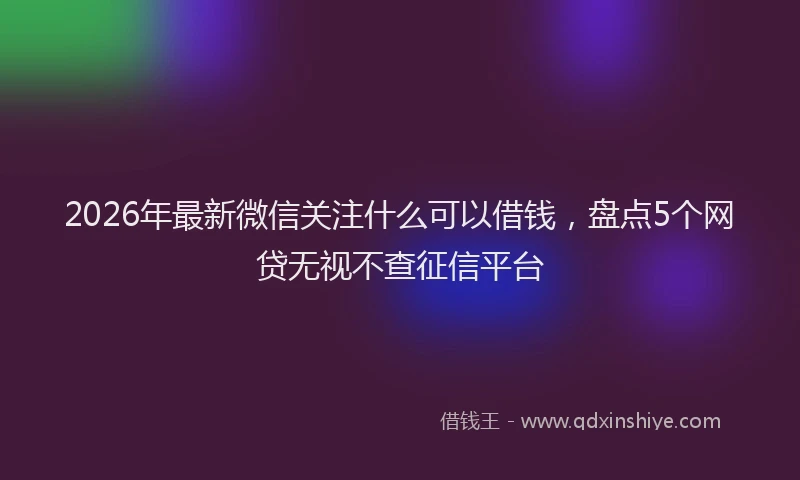 2026年最新微信关注什么可以借钱，盘点5个网贷无视不查征信平台