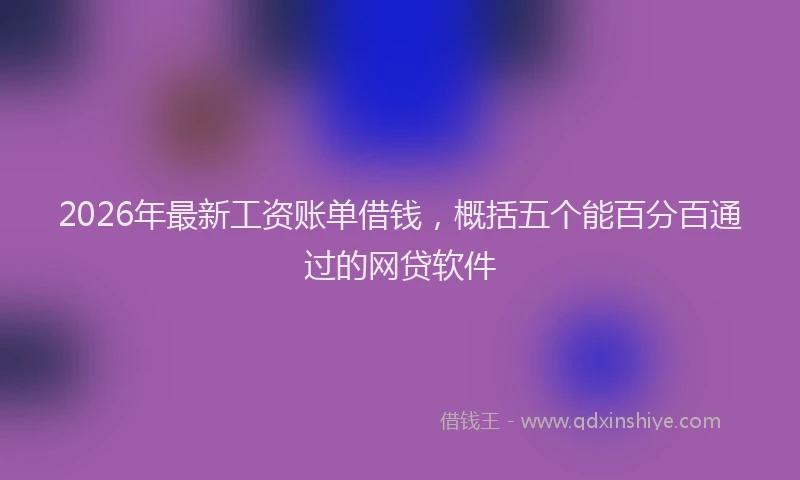 2026年最新工资账单借钱，概括五个能百分百通过的网贷软件
