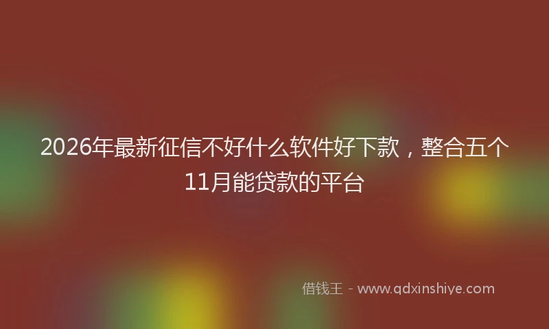 2026年最新征信不好什么软件好下款，整合五个11月能贷款的平台