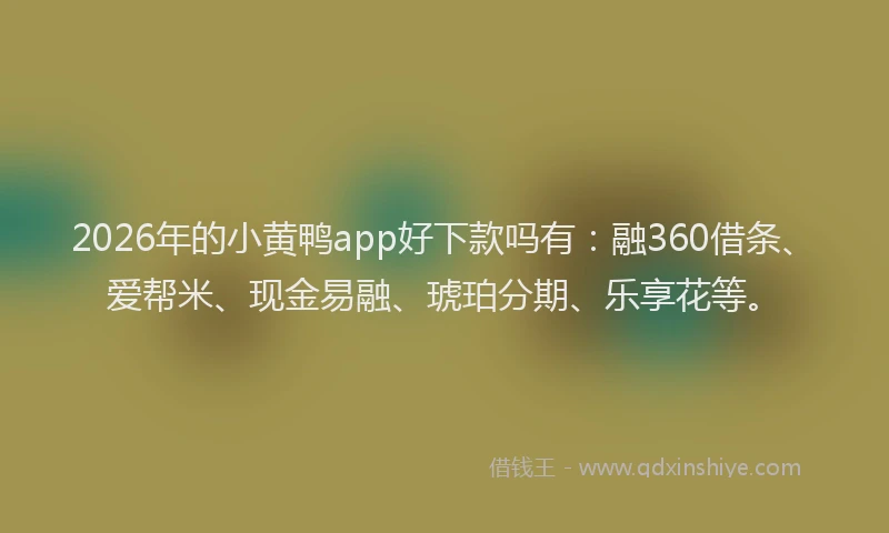 2026年的小黄鸭app好下款吗有:融360借条、爱帮米、现金易融、琥珀分期、乐享花等。