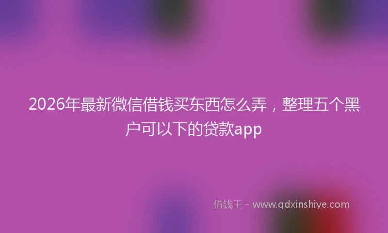 2026年最新微信借钱买东西怎么弄，整理五个黑户可以下的贷款app