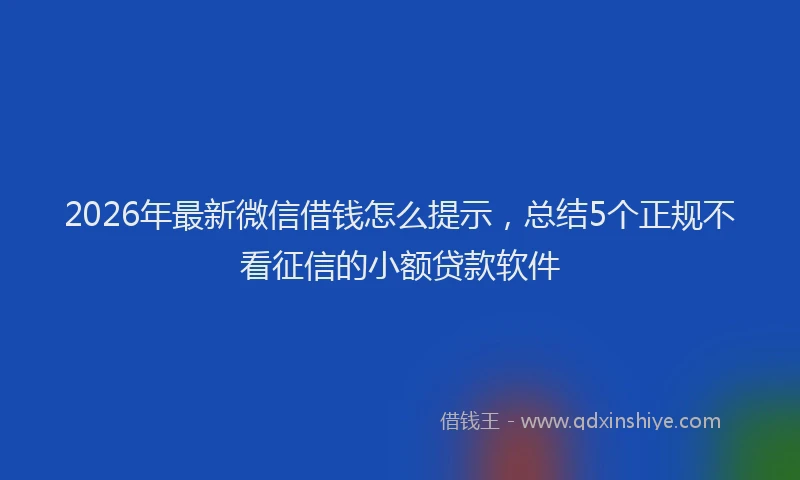 2026年最新微信借钱怎么提示，总结5个正规不看征信的小额贷款软件