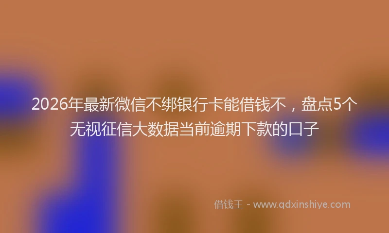 2026年最新微信不绑银行卡能借钱不，盘点5个无视征信大数据当前逾期下款的口子