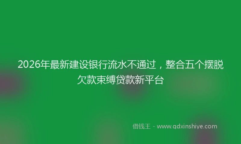 2026年最新建设银行流水不通过，整合五个摆脱欠款束缚贷款新平台
