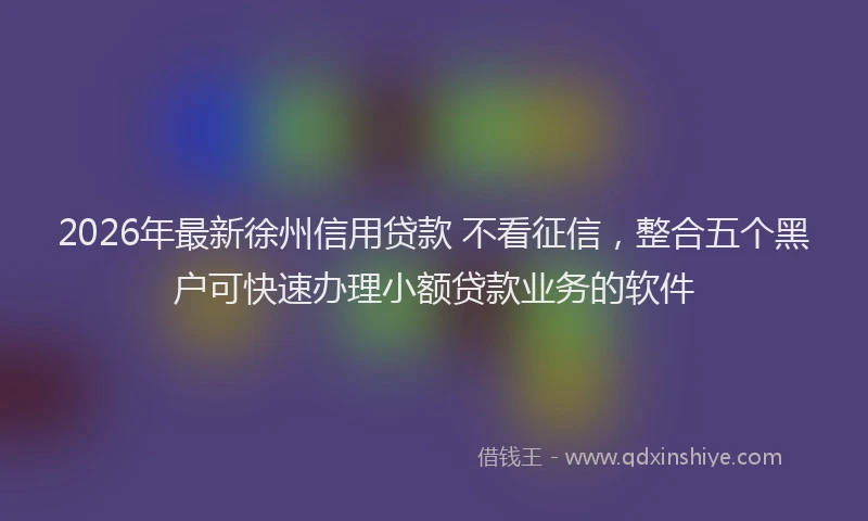2026年最新徐州信用贷款 不看征信，整合五个黑户可快速办理小额贷款业务的软件
