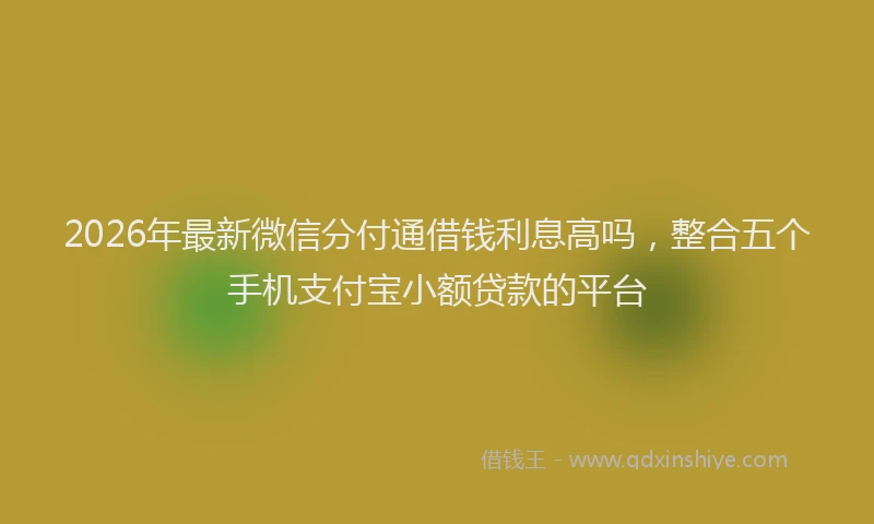 2026年最新微信分付通借钱利息高吗，整合五个手机支付宝小额贷款的平台