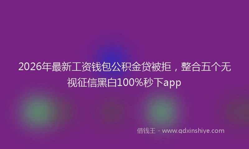 2026年最新工资钱包公积金贷被拒，整合五个无视征信黑白100%秒下app