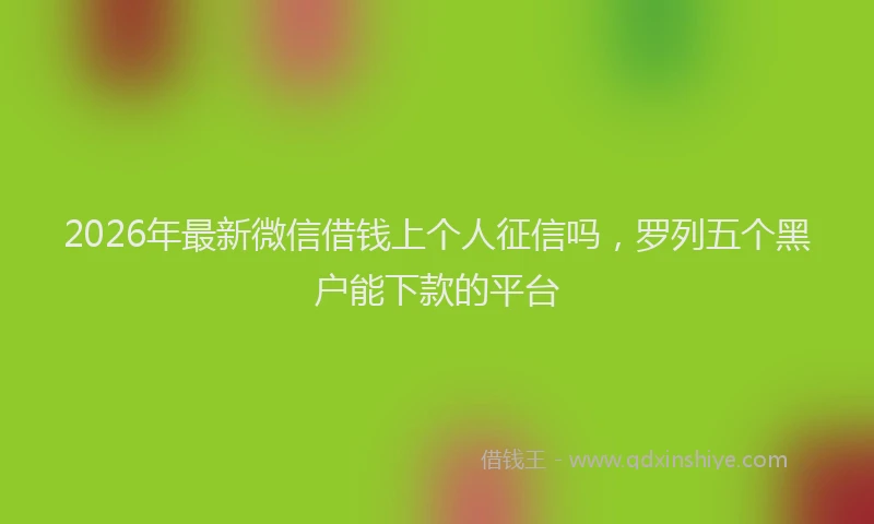 2026年最新微信借钱上个人征信吗，罗列五个黑户能下款的平台