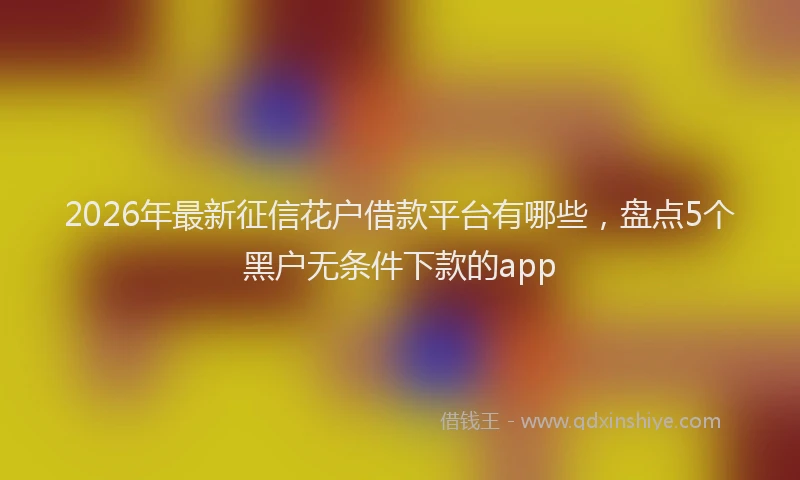 2026年最新征信花户借款平台有哪些，盘点5个黑户无条件下款的app