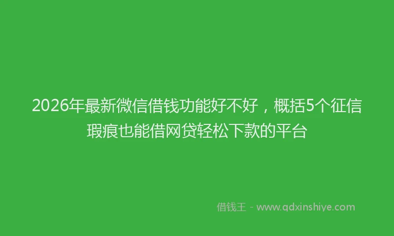 2026年最新微信借钱功能好不好，概括5个征信瑕疵也能借网贷轻松下款的平台