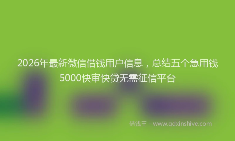 2026年最新微信借钱用户信息，总结五个急用钱5000快审快贷无需征信平台
